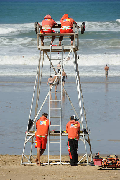 Lifeguards in Biarritz stock photo