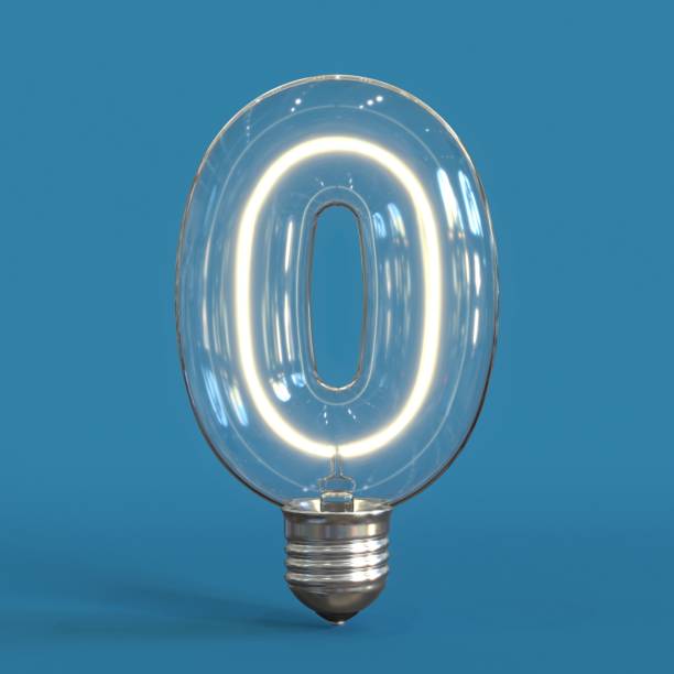 Light bulb 3d font 3d rendering number 0 Light bulb 3d font 3d rendering number 0   isolated illustration zero stock pictures, royalty-free photos & images