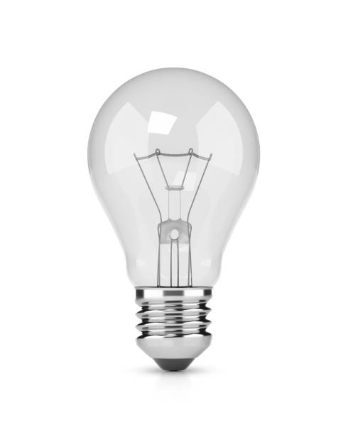 Light bulb on white background stock photo