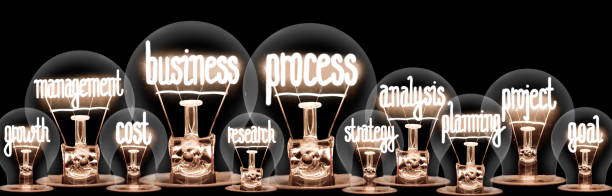 Light Bulbs with Business Process Concept stock photo
