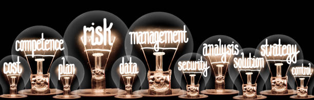 Light Bulbs with Risk Management Concept stock photo