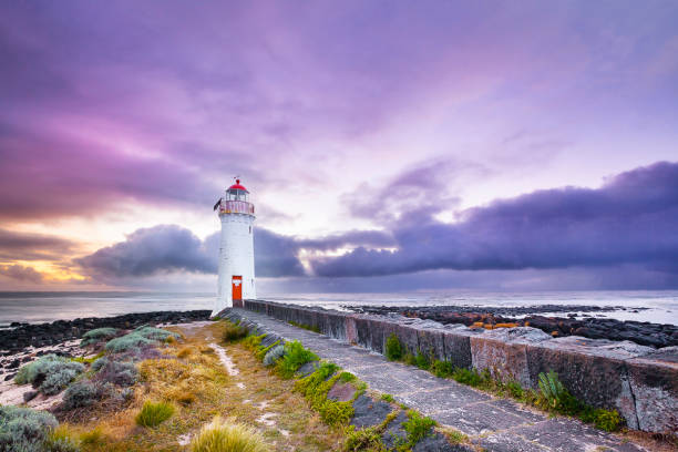 Light house in the town of Pt Fiary, Victoria stock photo