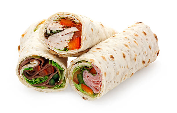 light lunch sliced wraps stock photo