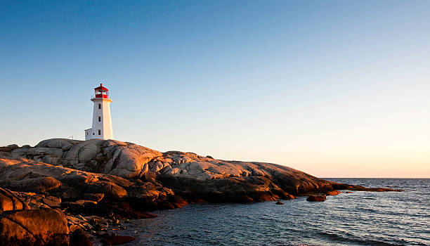 Lighthouse at Peggy's Cove Nova Scotia stock photo