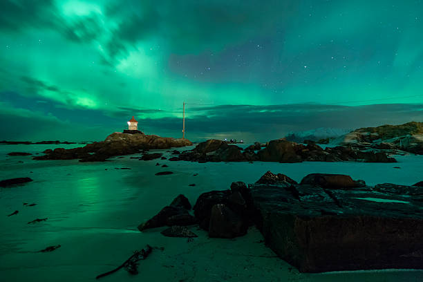 Lighthouse in Lofoten stock photo