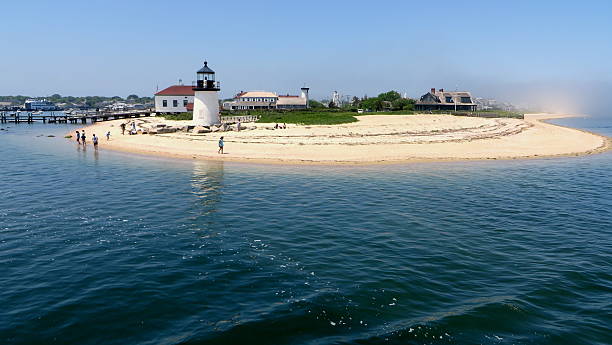 Lighthouse in Nantucket Brant Point Light in Nantucket, MA cape cod stock pictures, royalty-free photos & images