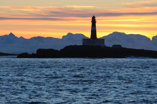 lighthouse in the area of Andenes, Norway, Norwegian Sea stock photo