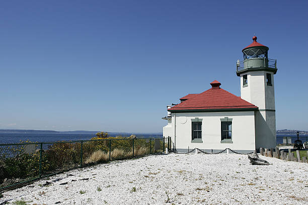 Lighthouse on Alki stock photo