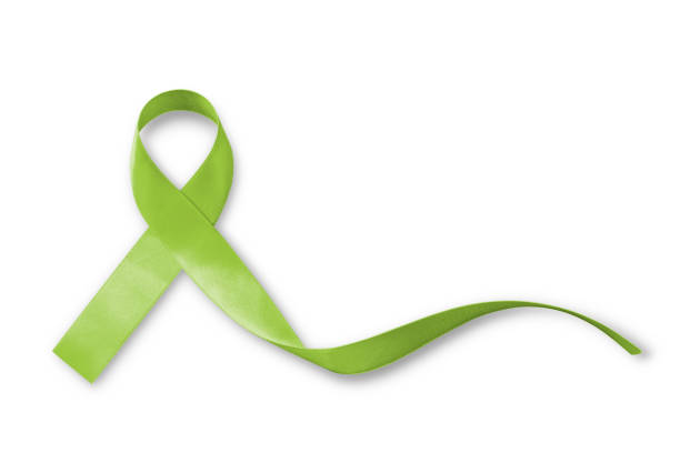 Lime Green ribbon for Lymphoma Cancer and mental health awareness for supporting and helping patient with illness (bow isolated with clipping path on white background) Lime Green ribbon for Lymphoma Cancer and mental health awareness for supporting and helping patient with illness (bow isolated with clipping path on white background) mental health awareness stock pictures, royalty-free photos & images