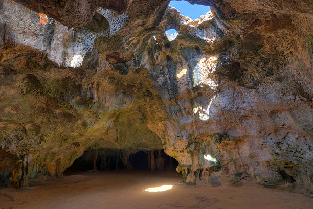 Limestone Cave with Skylights stock photo