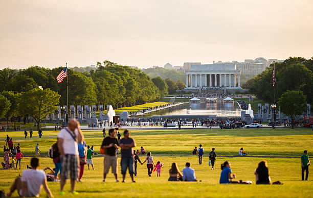 Lincoln Memorial and Reflecting Pool in Washington, D.C. stock photo