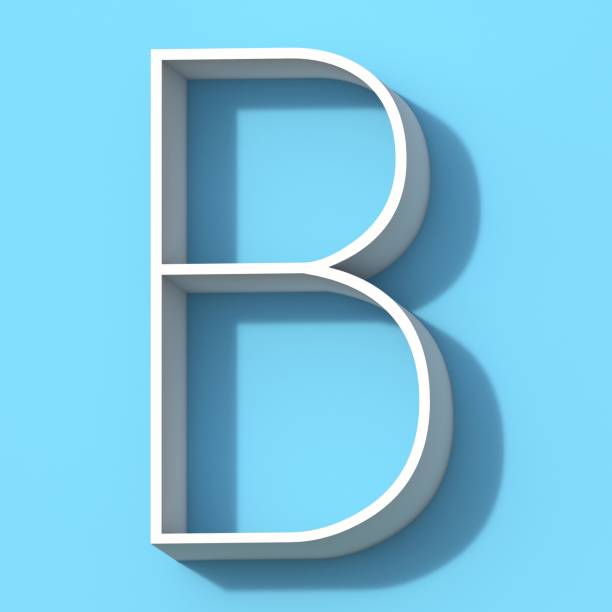Line font with shadow Letter B 3D Line font with shadow Letter B 3D rendering illustration on blue background fancy letter b silhouettes stock pictures, royalty-free photos & images