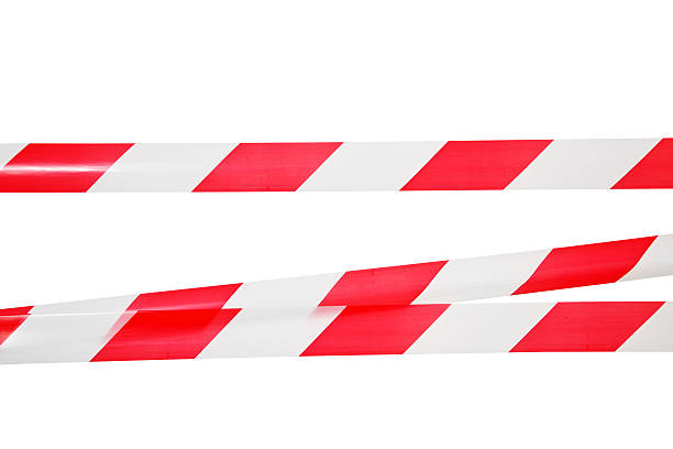 Lines of red white barrier type stock photo