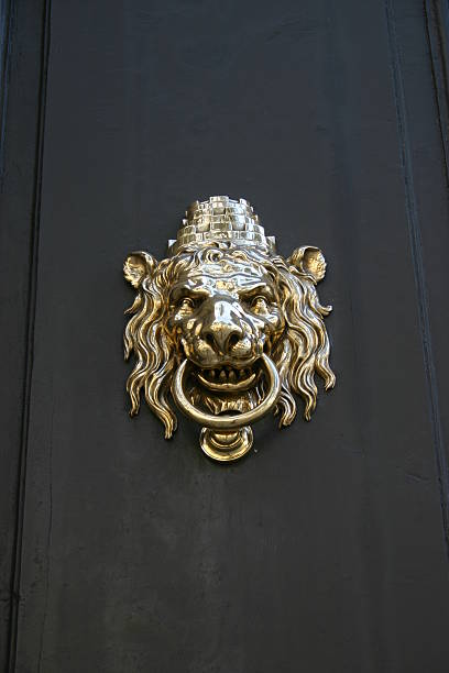 leão batente de porta - golden lion imagens e fotografias de stock