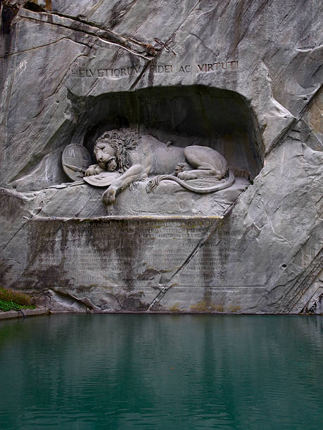 Lion Monument in Lucerne stock photo