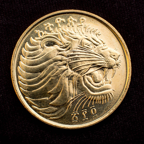 Lion of Judah on a coin stock photo