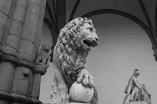 Lion sculpture in Florence stock photo