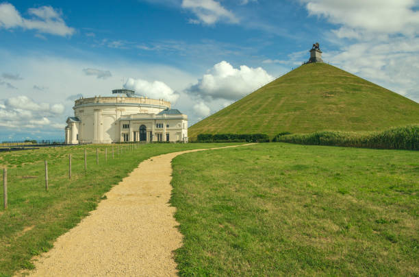 Lion's Mound memorial site comemmorating the battle of Waterloo. Belgium stock photo