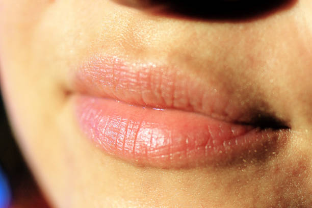 lips of a young adult woman stock photo