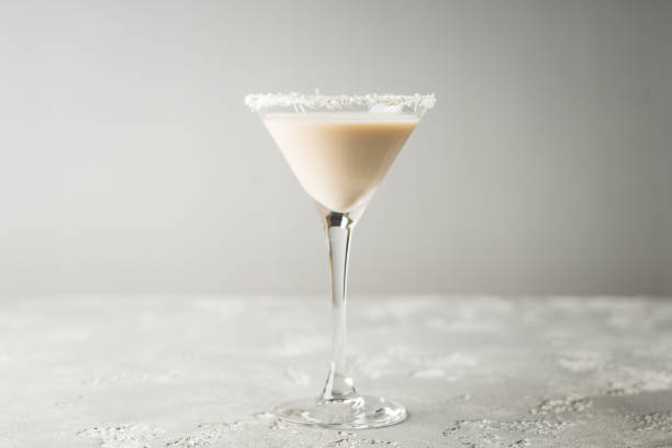 Liqueur based creamy cocktail on the rustic background. Selective focus. Shallow depth of field. stock photo