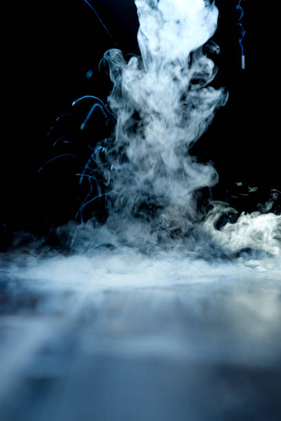 liquid nitrogen steam stock photo