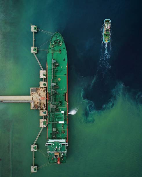 Liquid Petroleum Gas Vessel Aerial photography of PAZIFIK vessel in Ammonia Plant ammonia stock pictures, royalty-free photos & images