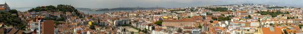 Lisbon aerial panorama landscape cityscape stock photo