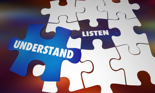 Listen Understand Learn Knowledge Puzzle Words 3d Illustration Listen Understand Learn Knowledge Puzzle Words 3d Illustration listening stock pictures, royalty-free photos & images