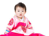 小さな女の子、伝統的な韓国の韓服