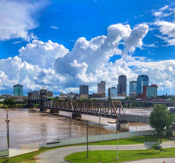 Little Rock, Arkansas Skyline Clouds hang over the Little Rock skyline. michael dean shelton stock pictures, royalty-free photos & images
