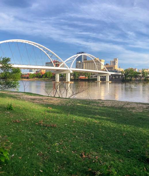 Little Rock Skyline on a Summer Evening The Broadway Bridge & Little Rock Skyline on a Summer Evening michael dean shelton stock pictures, royalty-free photos & images