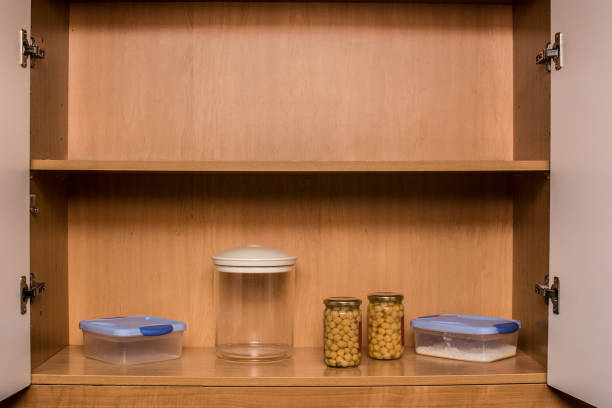 Little storage in kitchen pantry for quarantine for coronavirus covid-19 Little storage in kitchen pantry for quarantine for coronavirus covid-19 pantry stock pictures, royalty-free photos & images