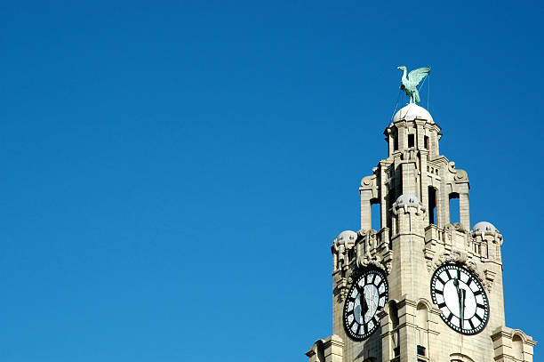 Liver building with copy space Liver building in Liverpool with copy space pierhead liverpool stock pictures, royalty-free photos & images