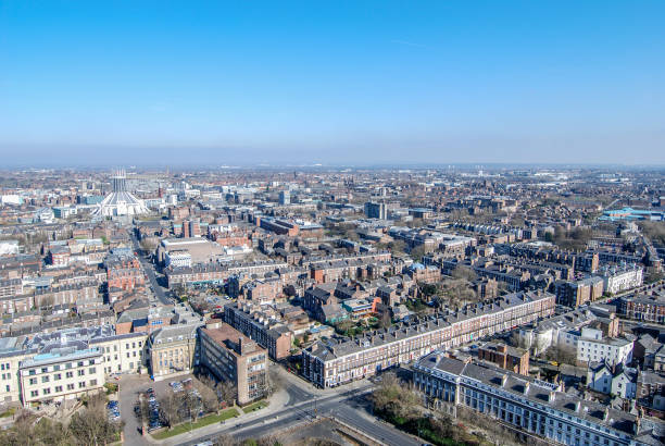 Liverpool cityscape from above Liverpool cityscape from above the wirral stock pictures, royalty-free photos & images