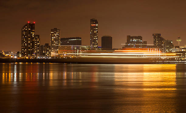 Liverpool Waterfront Light Trails stock photo