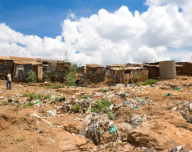 Living Conditions in an African Slum stock photo