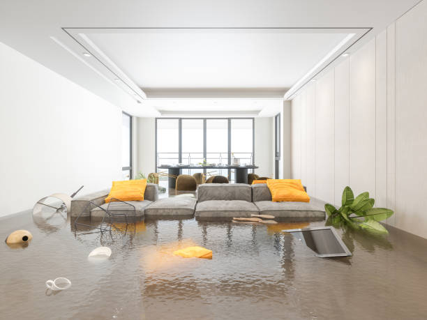 Living room and Dining Room Flooded Living room and Dining Room Flooded flooding stock pictures, royalty-free photos & images
