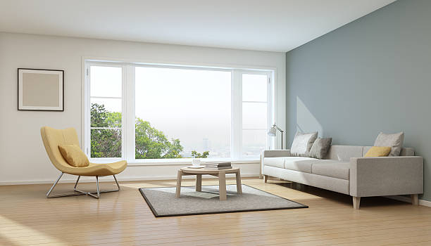 Living room in modern house stock photo