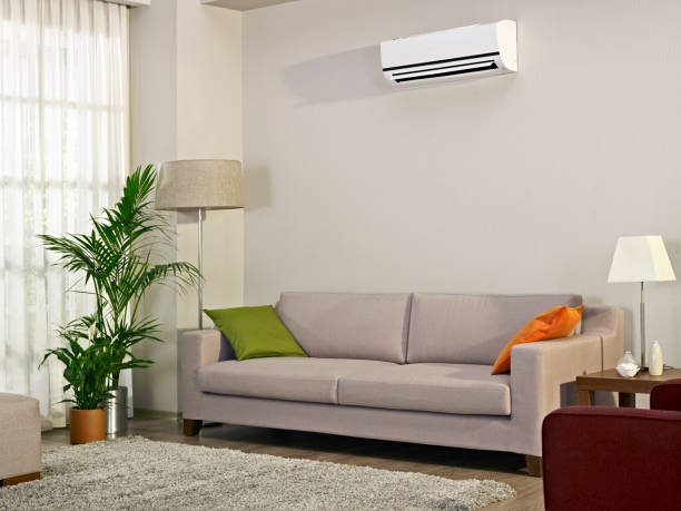 Living room living room of a modern house, built stage set air conditioner stock pictures, royalty-free photos & images