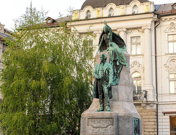 Ljubljana Preseren monument stock photo