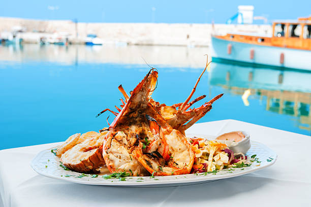 Lobster dish. Greece stock photo