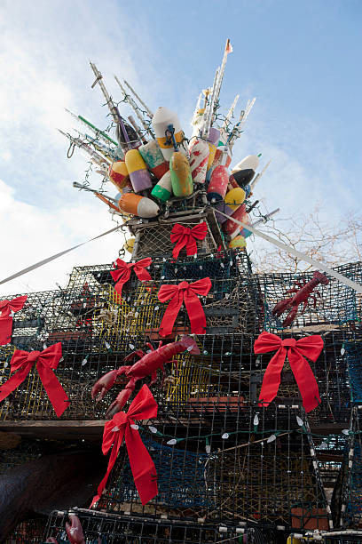Lobster Pot Christmas Tree, Provincetown, Massachusetts stock photo