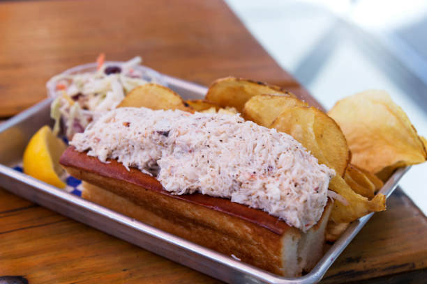 Lobster Roll in a Tin Tray stock photo