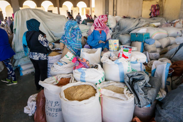 Local People on the Grain Market in Asmara stock photo