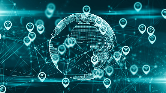 Location Services And Gps Iot Cloud Computing Data Sharing Global Network  Stock Photo - Download Image Now - iStock