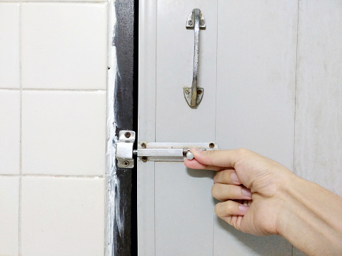 Lock Or Unlock Door Open Or Close Door Privacy Time In Room Stock