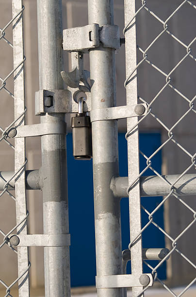 Pad Lock Locking Chain Link Fence Locked Gate Stock Photos Pictures Pad Lock Locking Chain Link Fence Locked Gate Stock Photos Pictures