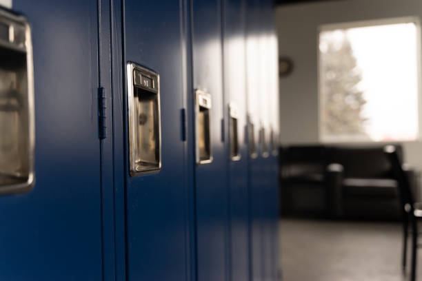 Lockers to keep employees property private and safe stock photo