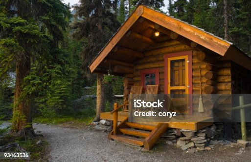 istock Log Cabin In The Forest 93463536