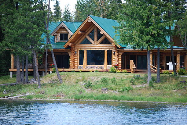 Log Vacation Home stock photo